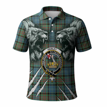 Paisley Tartan Crest Polo Shirt Ferocious Lion Style