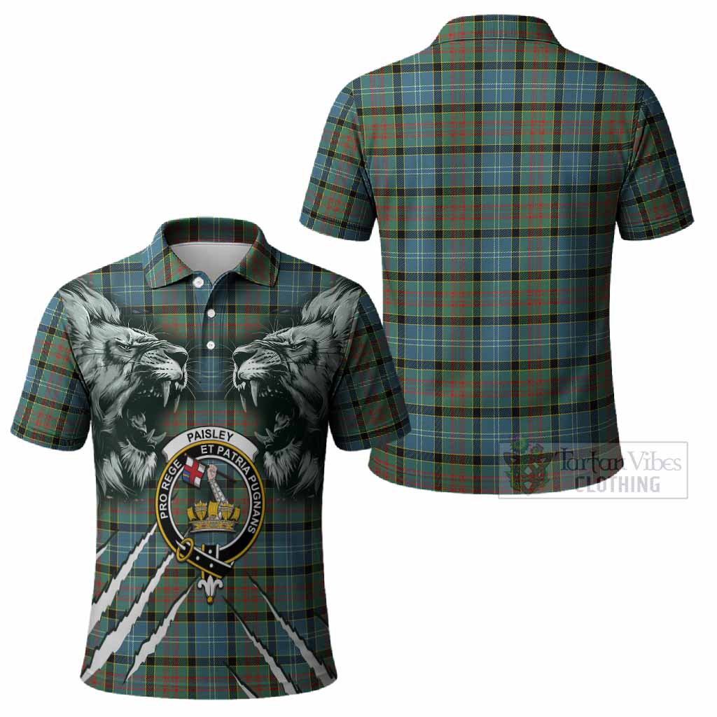 Paisley Tartan Crest Polo Shirt Ferocious Lion Style