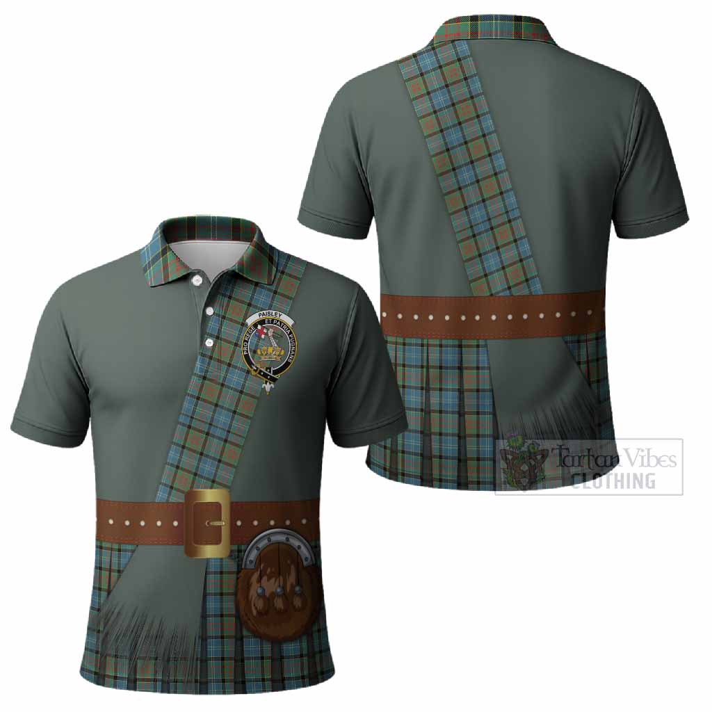 Paisley Tartan Crest Polo Shirt Kilt Costume Style