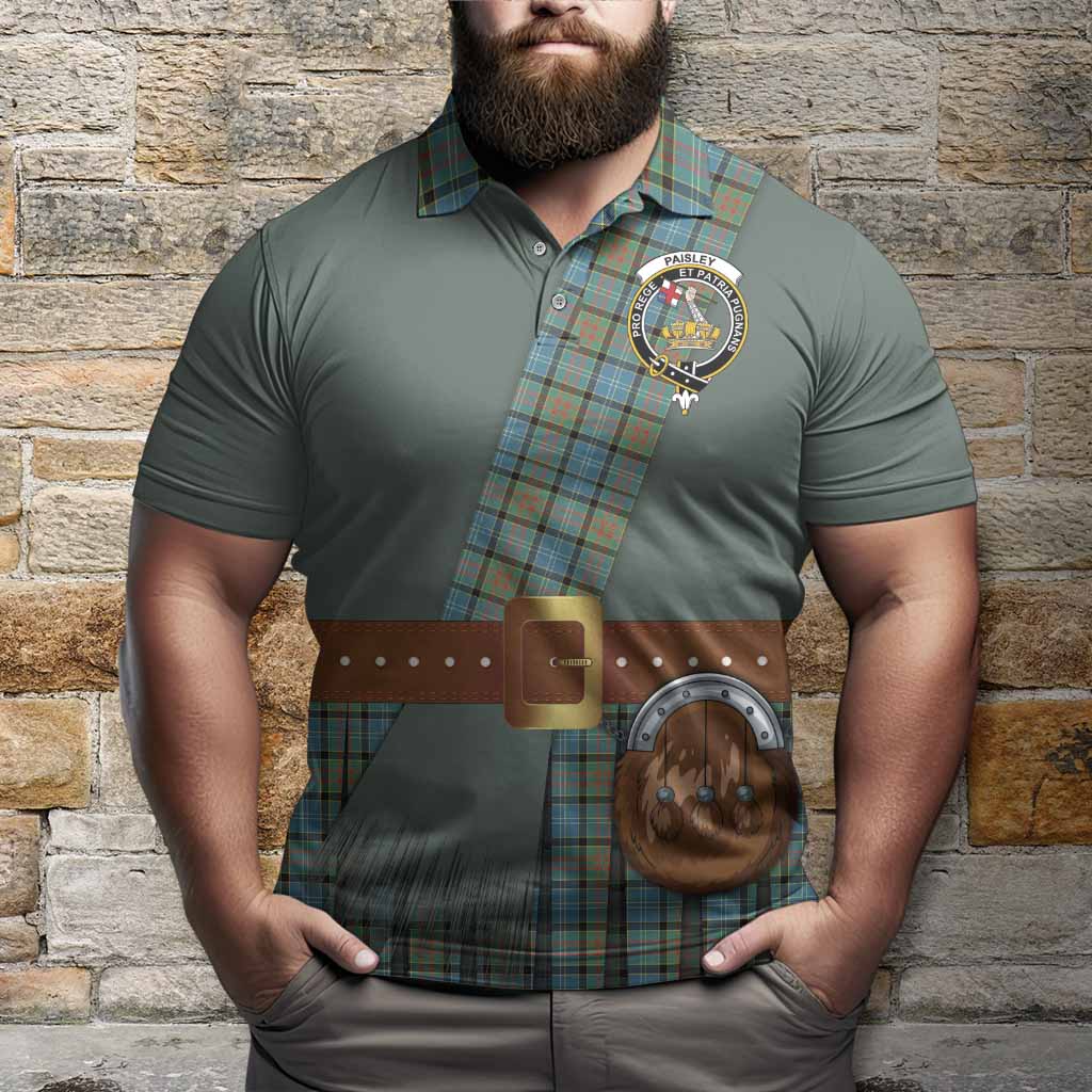 Paisley Tartan Crest Polo Shirt Kilt Costume Style