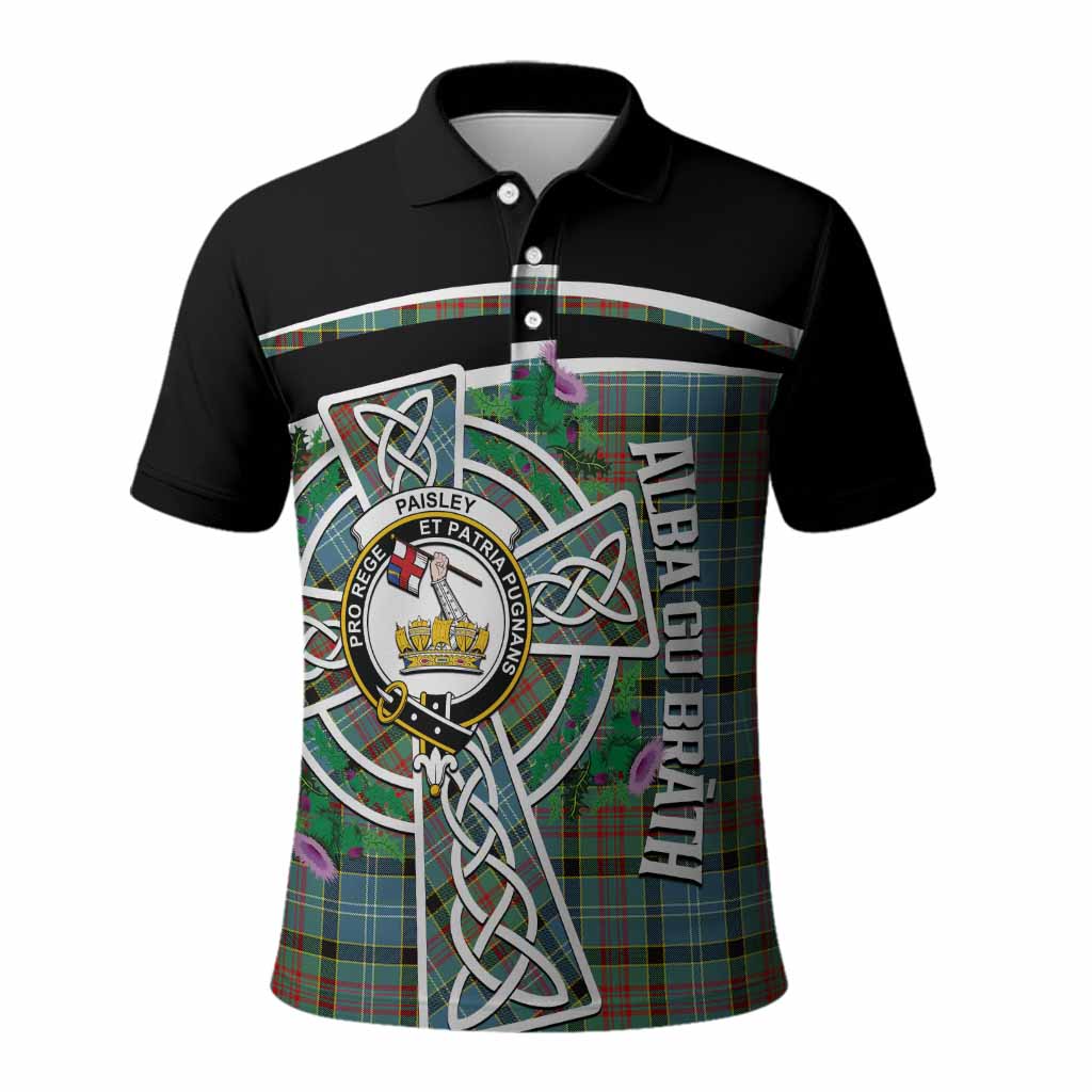 Paisley Tartan Crest Polo Shirt Scottish Thistle Celtic Cross Alba Gu Brath