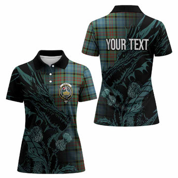 Paisley Tartan Crest Scottish Women Polo Shirt Dragon and Thistle
