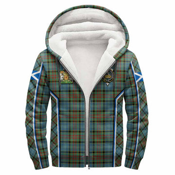 Paisley Tartan Crest Sherpa Hoodie Scotland Coat of Arm Flag Style