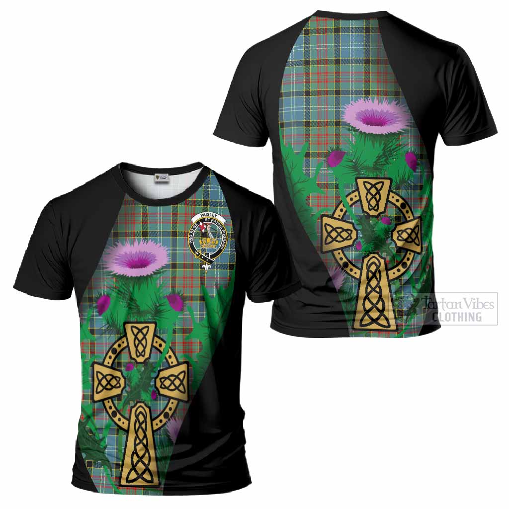 Paisley Tartan Crest T-Shirt Celtic Cross Thistle Flowers