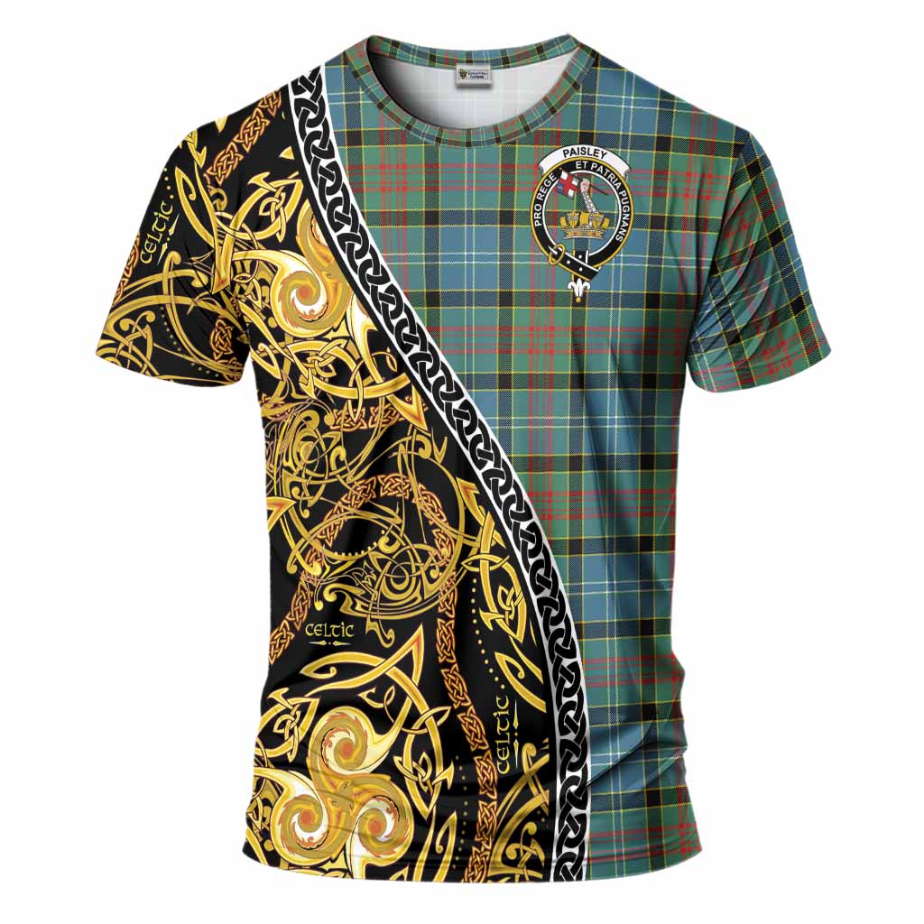 Paisley Tartan Crest T-Shirt Celtic Knot and Triple Trickle Spiral Symbols