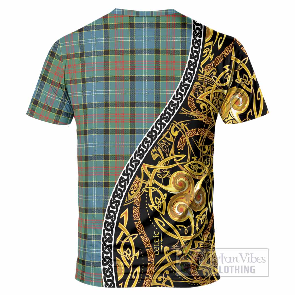 Paisley Tartan Crest T-Shirt Celtic Knot and Triple Trickle Spiral Symbols