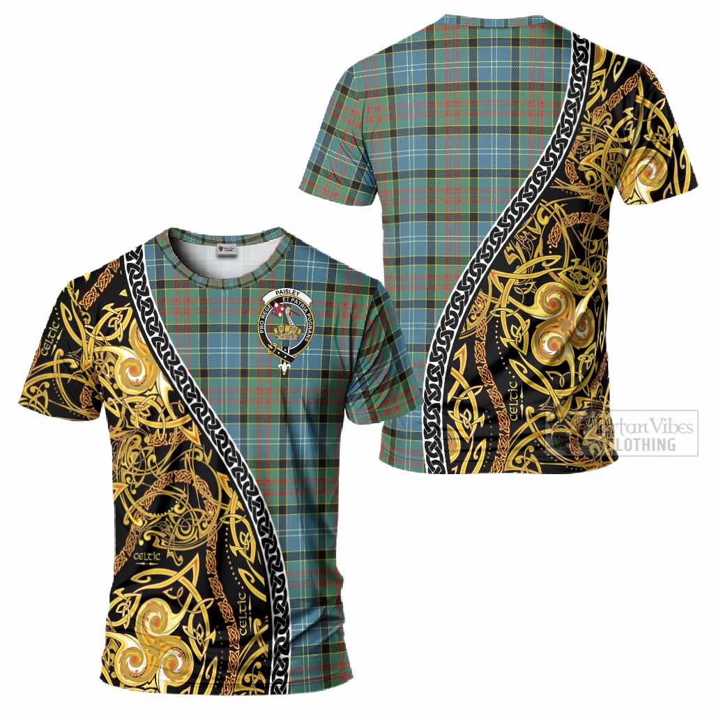 Paisley Tartan Crest T-Shirt Celtic Knot and Triple Trickle Spiral Symbols