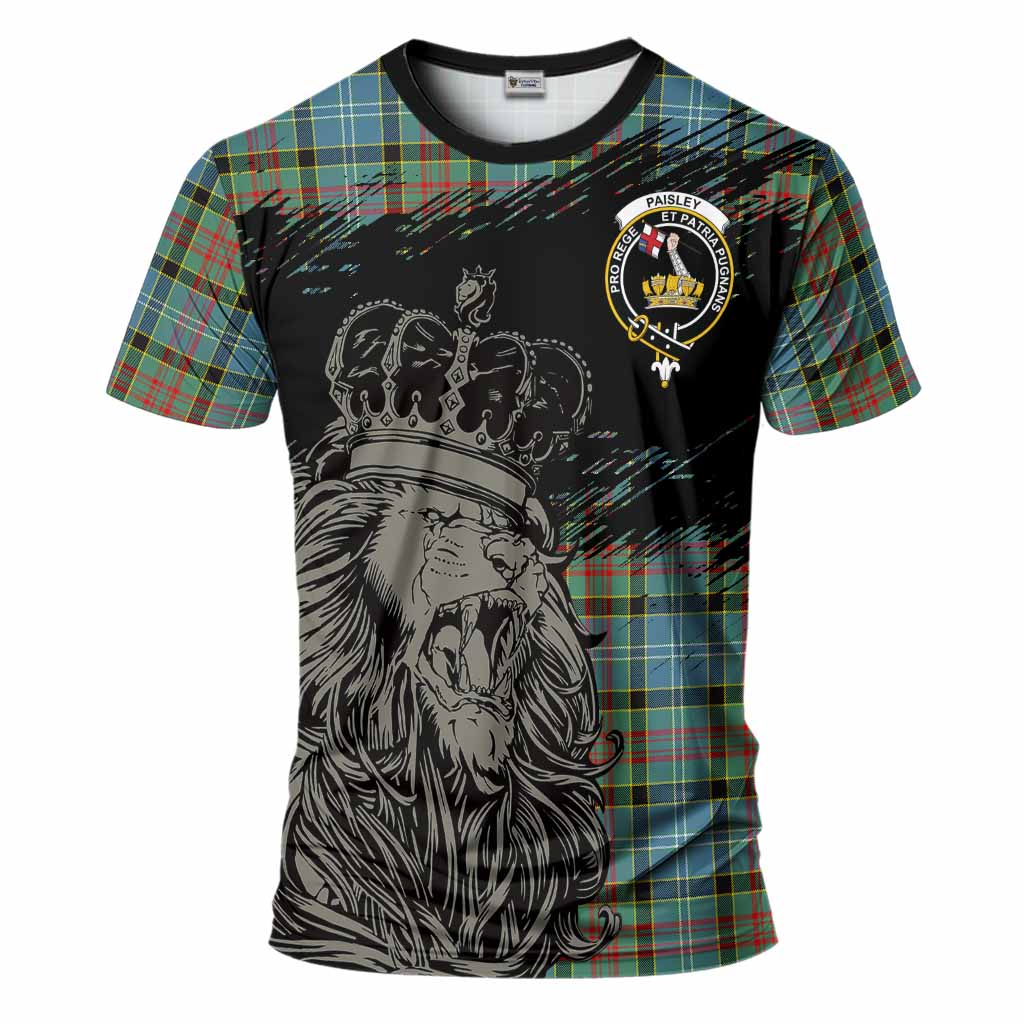 Paisley Tartan Crest T-Shirt Crowned Lion Heritage Style