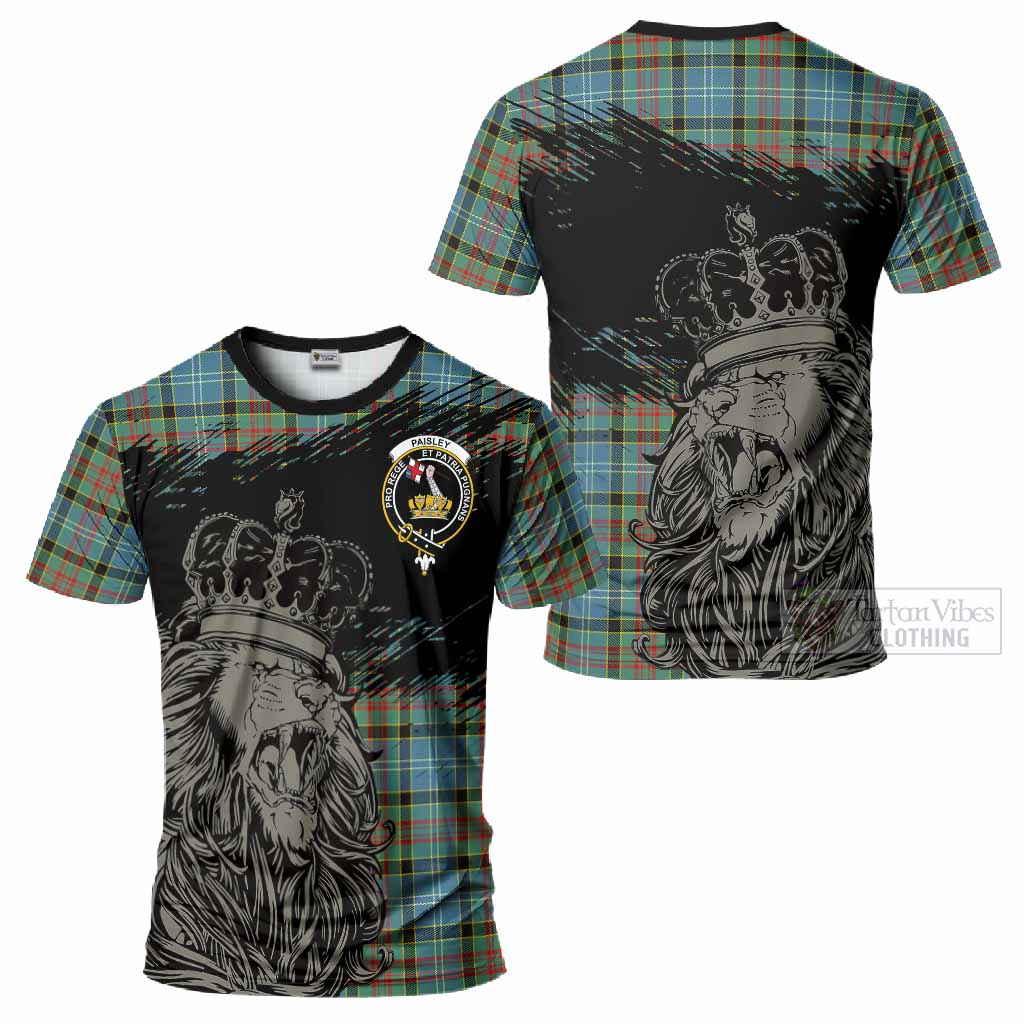 Paisley Tartan Crest T-Shirt Crowned Lion Heritage Style