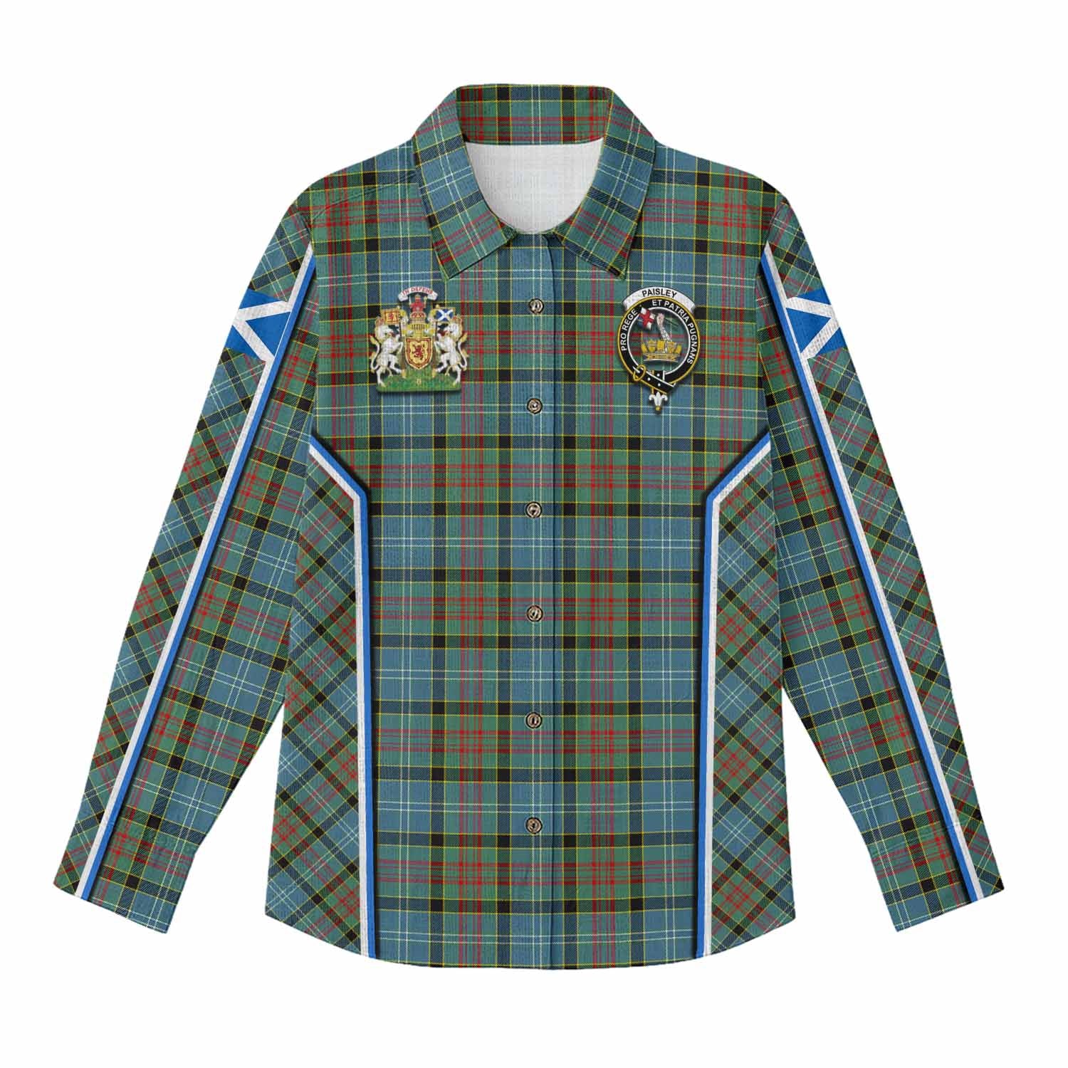 Paisley Tartan Crest Women Casual Shirt Scotland Coat of Arm Flag Style - Tartan Vibes Clothing