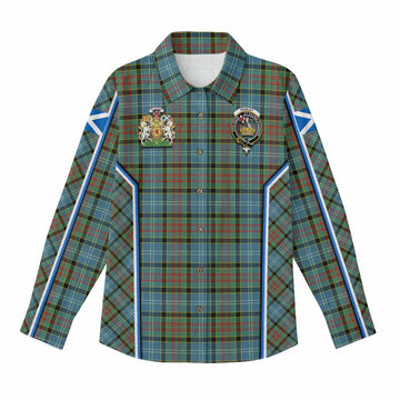 Paisley Tartan Crest Women Casual Shirt Scotland Coat of Arm Flag Style
