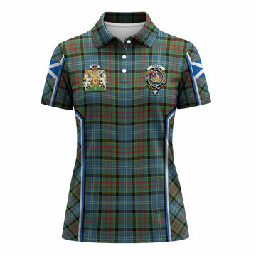 Paisley Tartan Crest Women's Polo Shirt Scotland Coat of Arm Flag Style