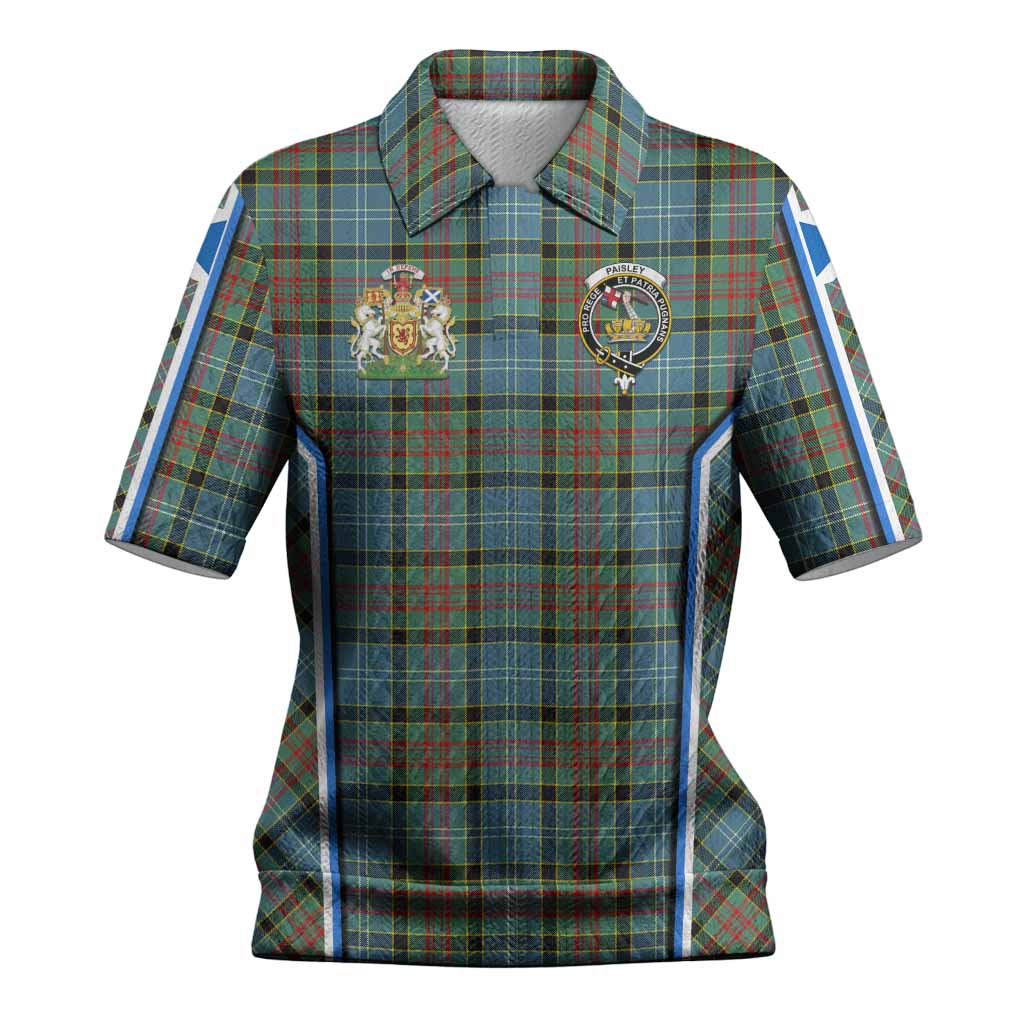 Paisley Tartan Crest Women’s Polo Sweater Top Scotland Coat of Arm Flag Style