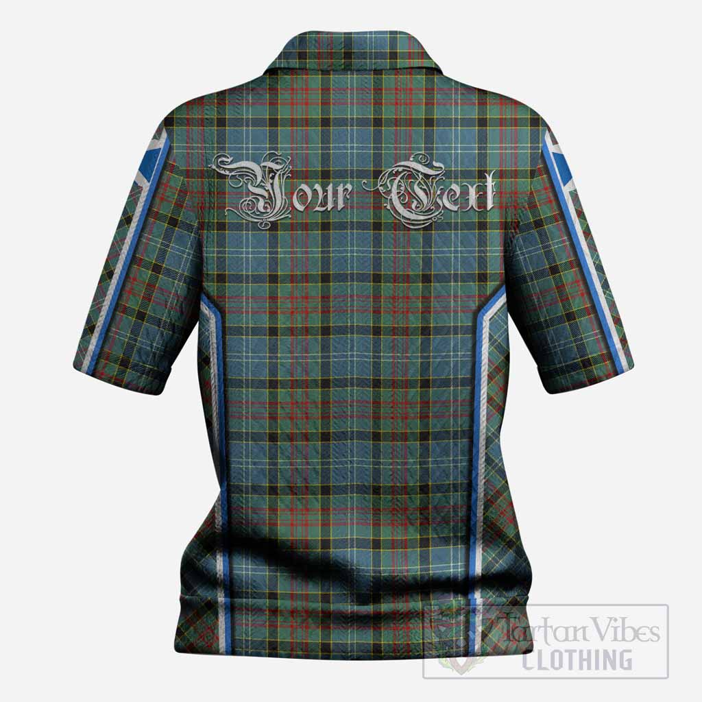 Paisley Tartan Crest Women’s Polo Sweater Top Scotland Coat of Arm Flag Style