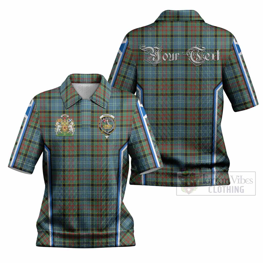 Paisley Tartan Crest Women’s Polo Sweater Top Scotland Coat of Arm Flag Style