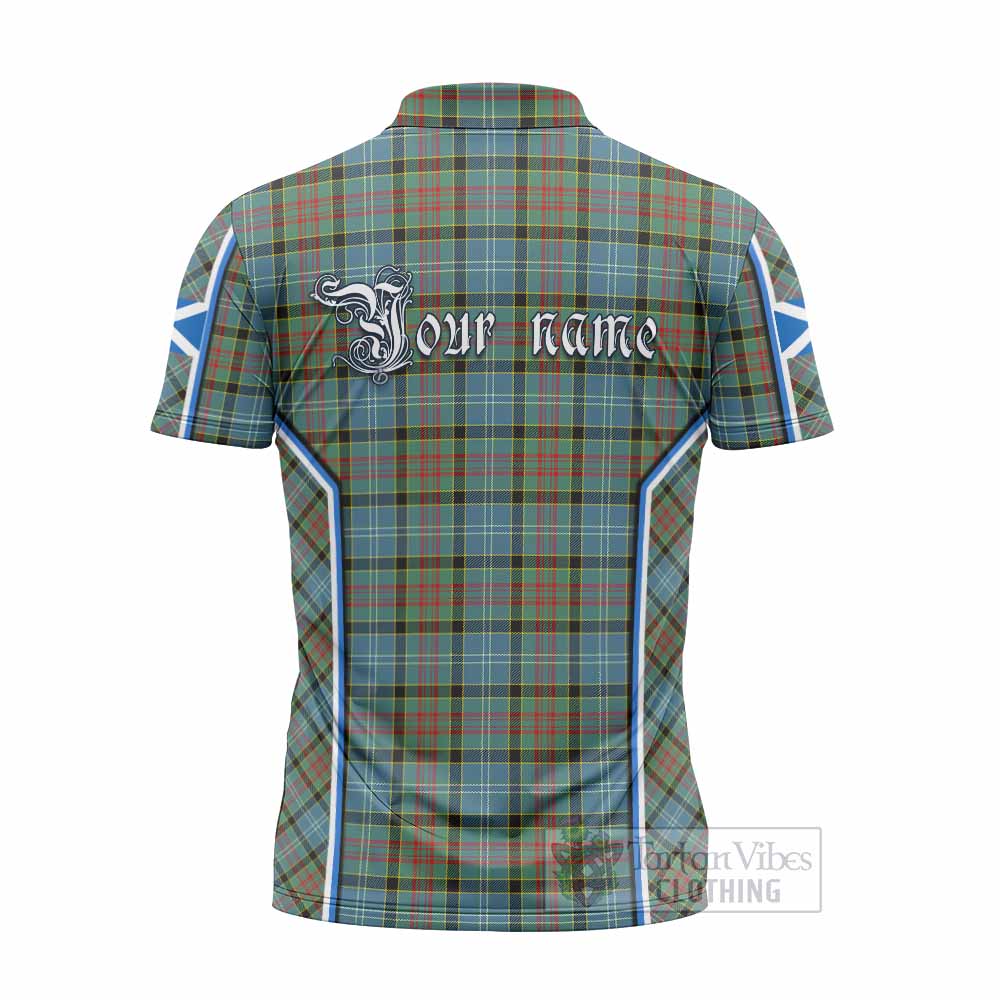 Paisley Tartan Crest Zipper Polo Shirt Scotland Coat of Arm Flag Style - Tartan Vibes Clothing