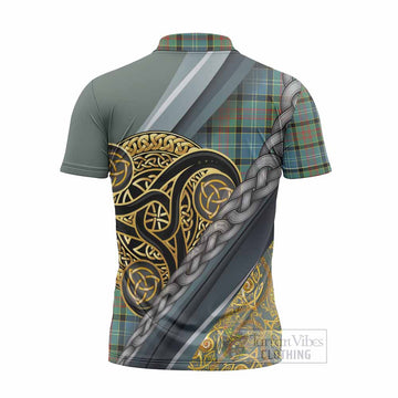 Paisley Tartan Crest Zipper Polo Shirt Scottish Triskele Celtic