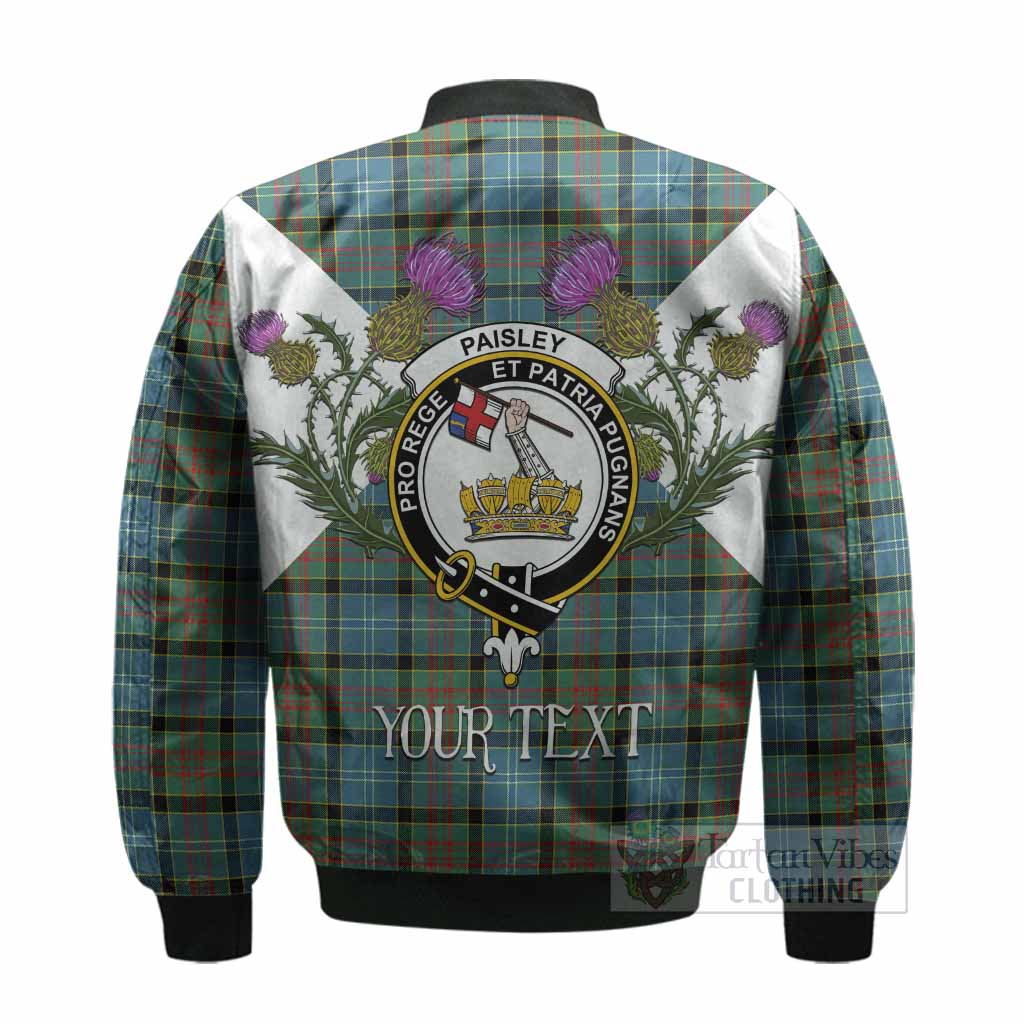 Paisley Tartan Family Crest Bomber Jacket Scottish Burns Night Thistle Floral