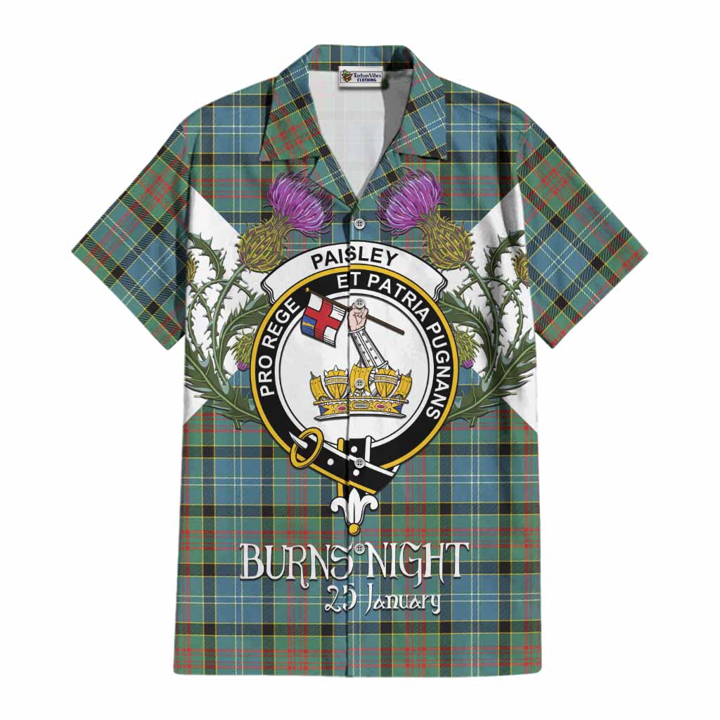 Paisley Tartan Family Crest Cotton Hawaiian Shirt Scottish Burns Night Thistle Floral