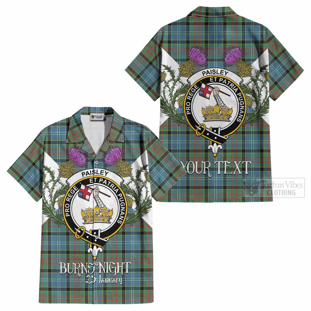 Paisley Tartan Family Crest Cotton Hawaiian Shirt Scottish Burns Night Thistle Floral