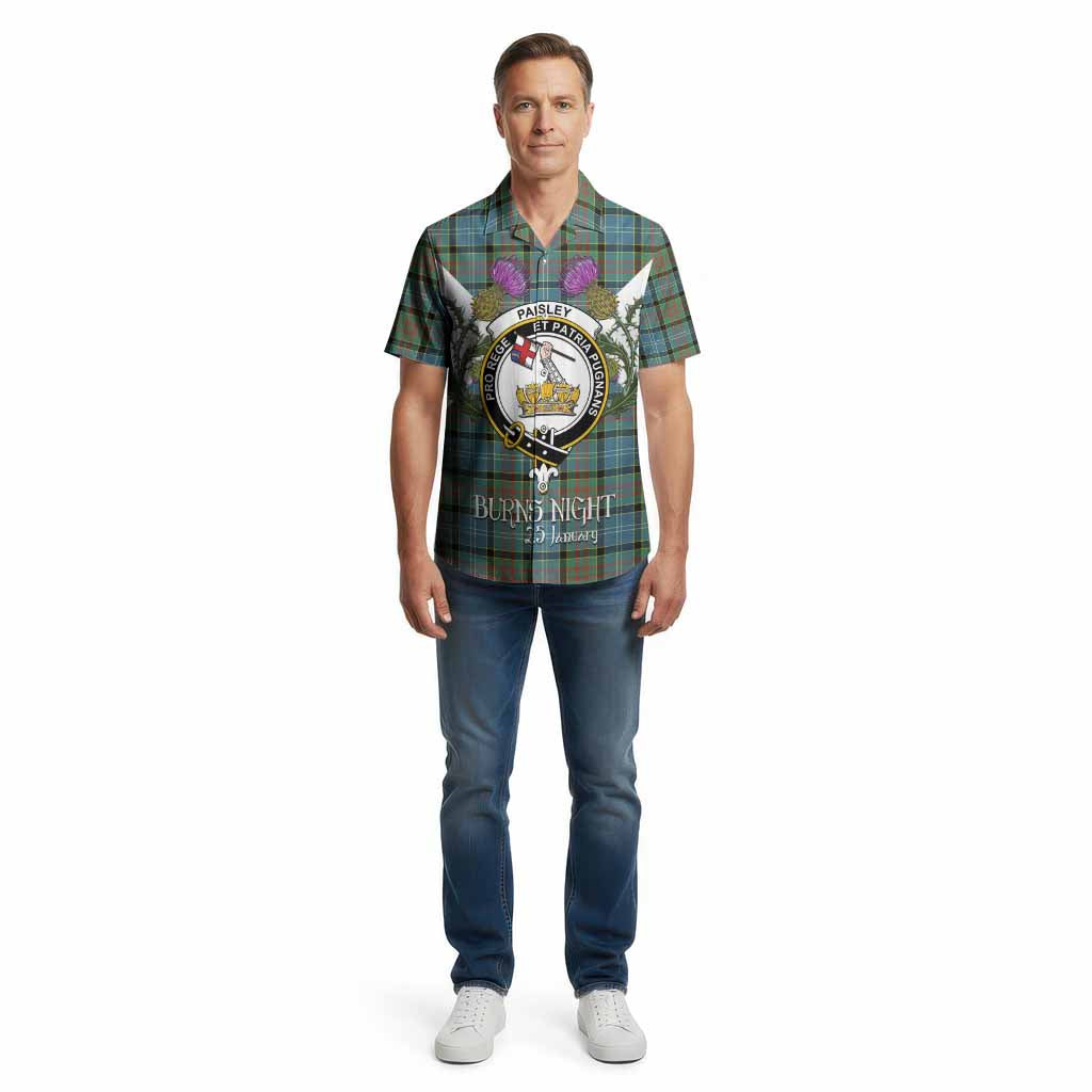 Paisley Tartan Family Crest Cotton Hawaiian Shirt Scottish Burns Night Thistle Floral