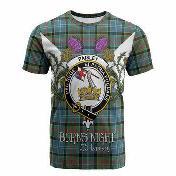 Paisley Tartan Family Crest Cotton T-shirt Scottish Burns Night Thistle Floral