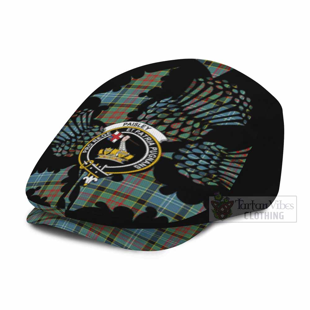 Paisley Tartan Family Crest Flat Cap, Jeff Cap Scotland Thistle Floral