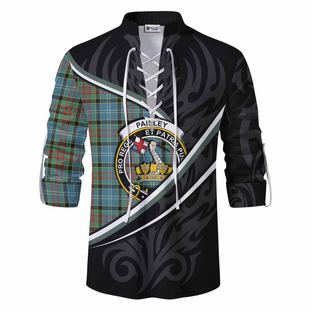 Paisley Tartan Family Crest Ghillie Kilt Shirt Celtic Scottish Thistle Floral - Tartan Vibes Clothing