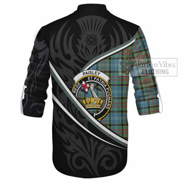 Paisley Tartan Family Crest Ghillie Kilt Shirt Celtic Scottish Thistle Floral