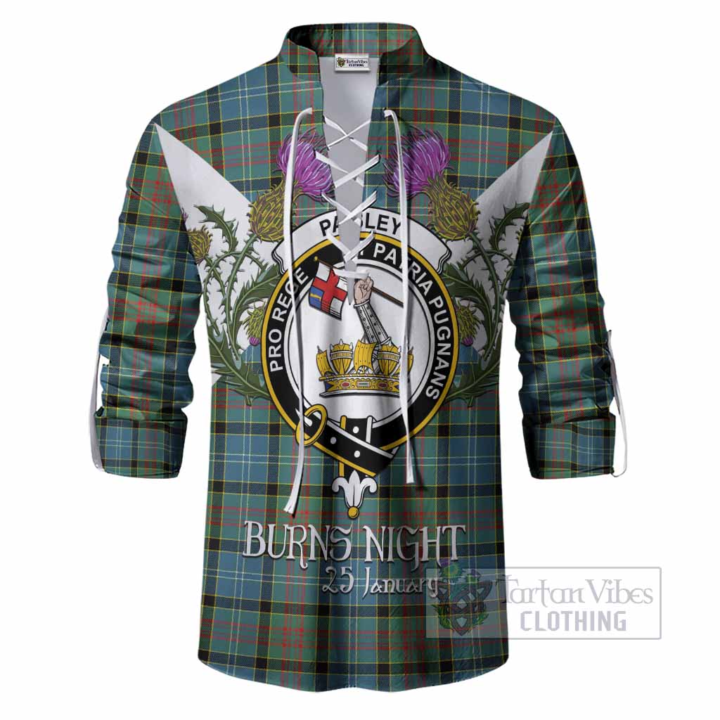 Paisley Tartan Family Crest Ghillie Shirt Scottish Burns Night Thistle Floral