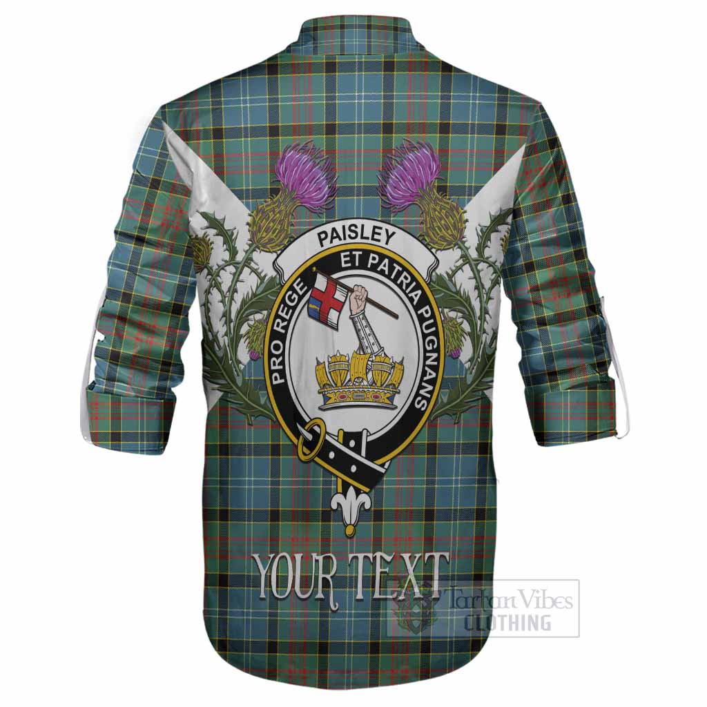 Paisley Tartan Family Crest Ghillie Shirt Scottish Burns Night Thistle Floral