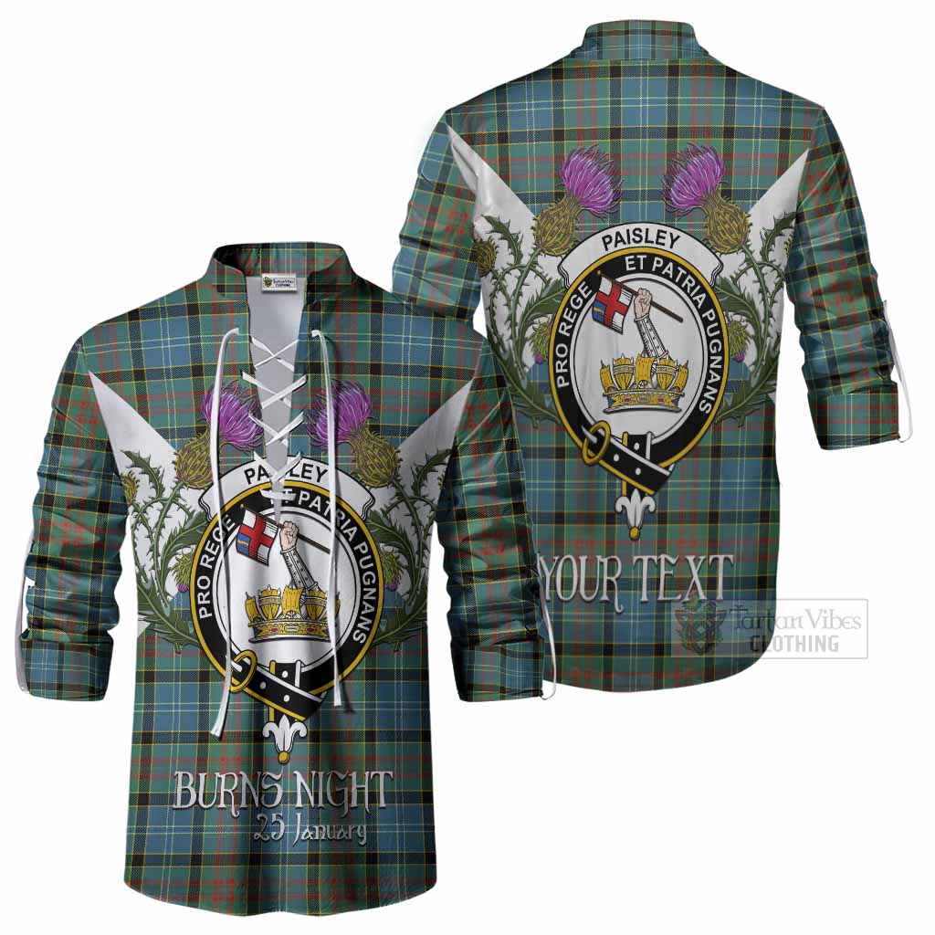 Paisley Tartan Family Crest Ghillie Shirt Scottish Burns Night Thistle Floral