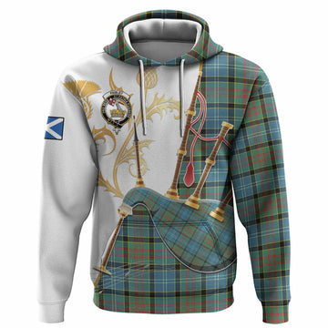 Paisley Tartan Family Crest Hoodie Bagpipes with Scottish Thistle