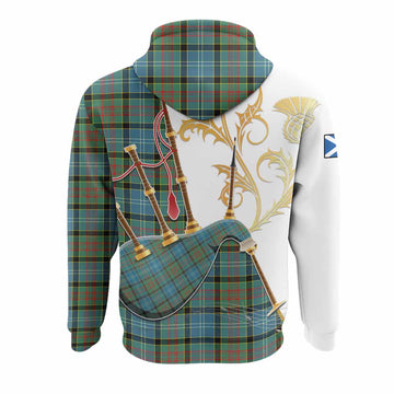 Paisley Tartan Family Crest Hoodie Bagpipes with Scottish Thistle