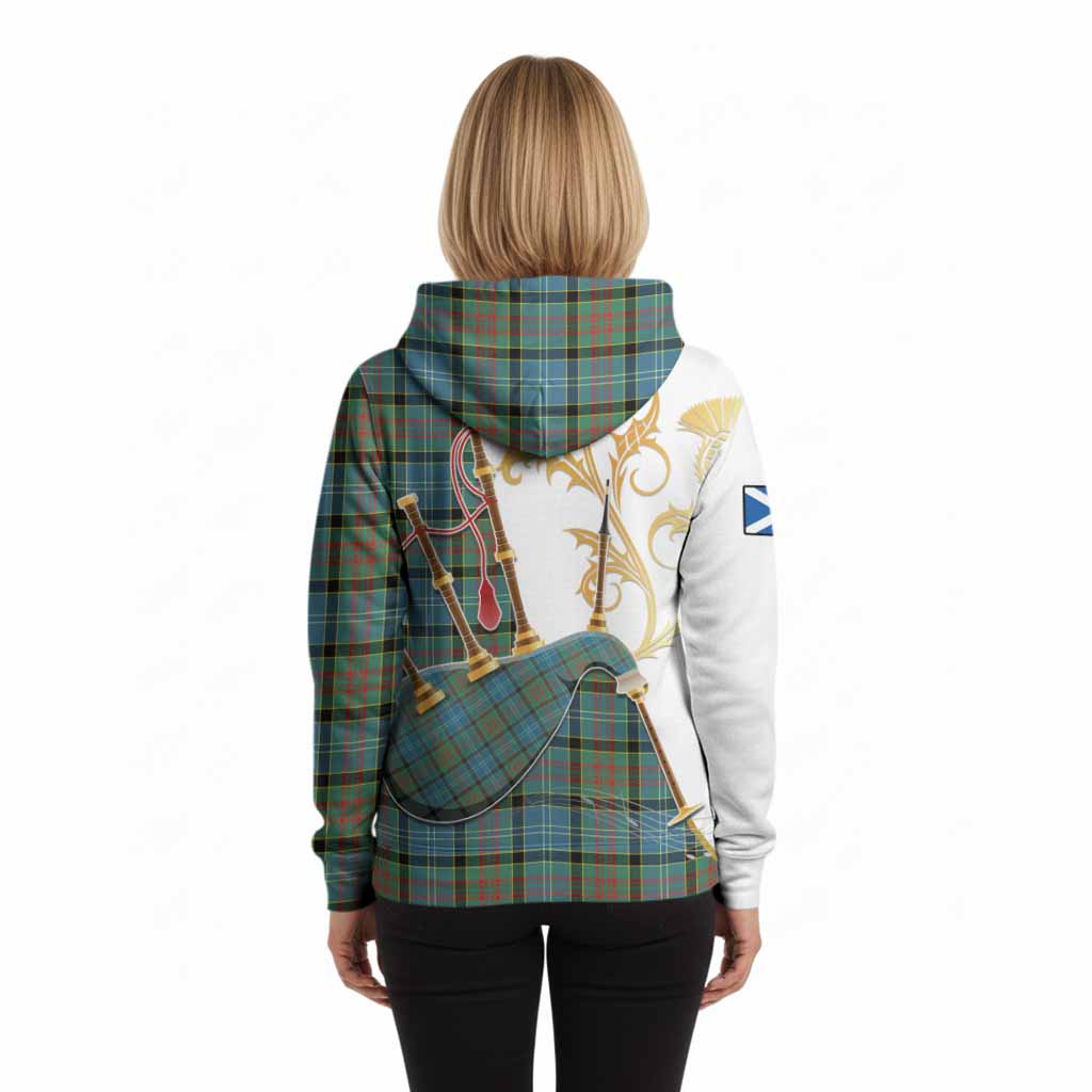 Paisley Tartan Family Crest Hoodie Bagpipes with Scottish Thistle