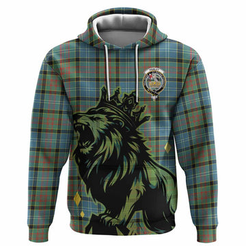 Paisley Tartan Family Crest Hoodie Crowned Lion Roaring