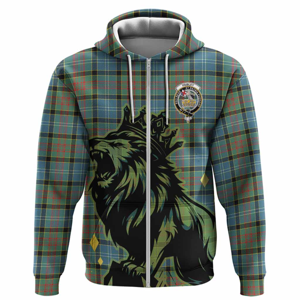 Paisley Tartan Family Crest Hoodie Crowned Lion Roaring