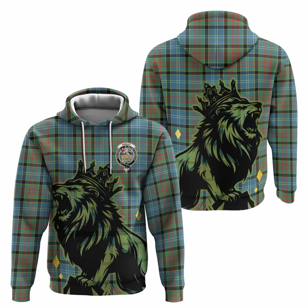 Paisley Tartan Family Crest Hoodie Crowned Lion Roaring