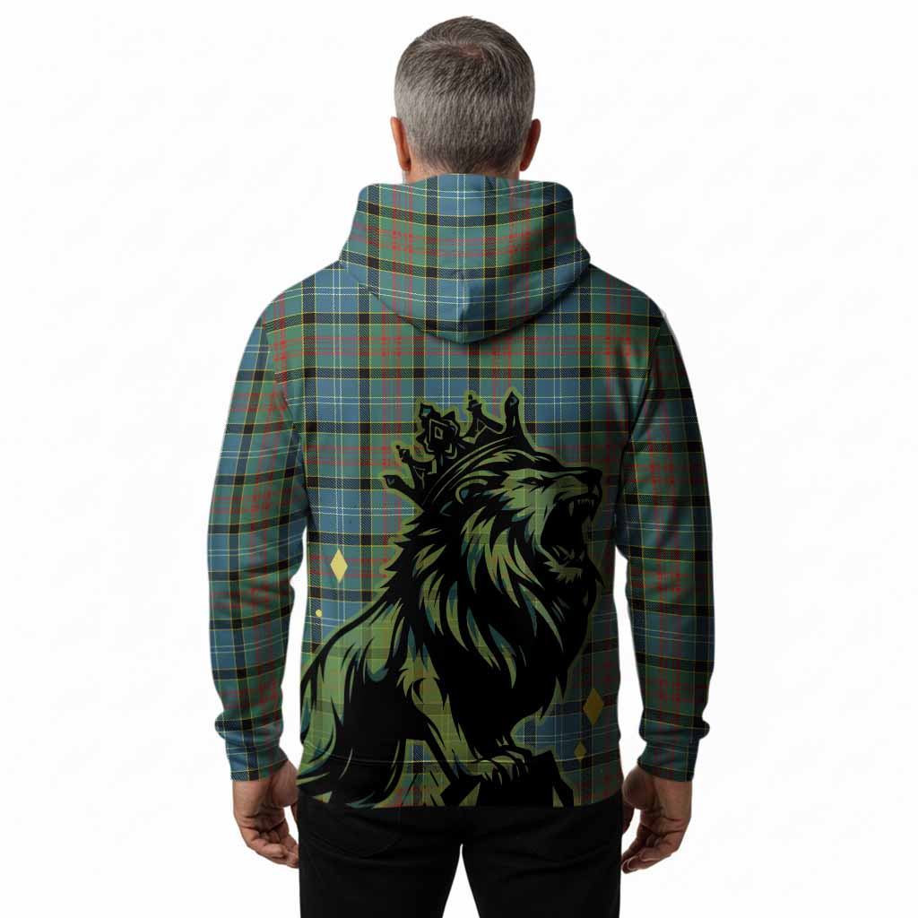 Paisley Tartan Family Crest Hoodie Crowned Lion Roaring