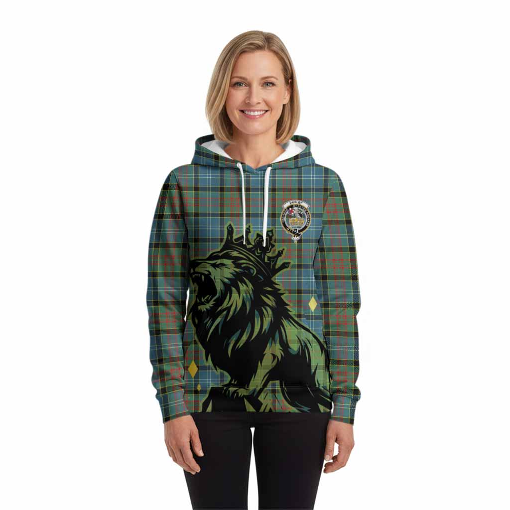 Paisley Tartan Family Crest Hoodie Crowned Lion Roaring