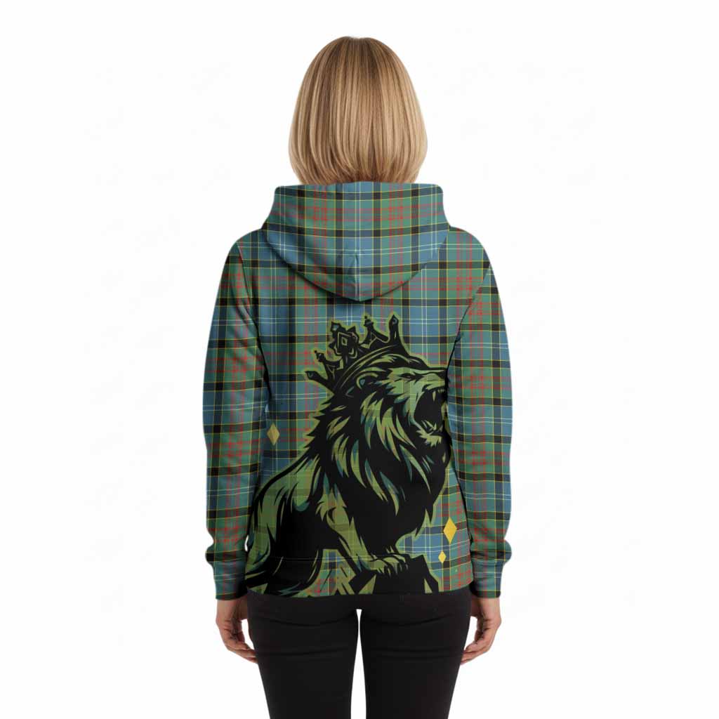 Paisley Tartan Family Crest Hoodie Crowned Lion Roaring