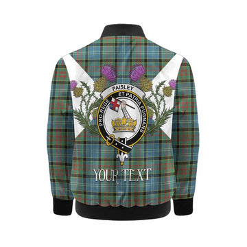 Paisley Tartan Family Crest Kid Bomber Jacket Scottish Burns Night Thistle Floral