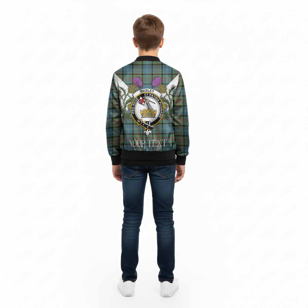 Paisley Tartan Family Crest Kid Bomber Jacket Scottish Burns Night Thistle Floral