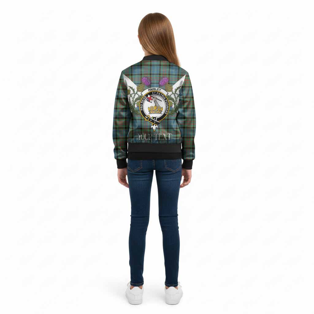 Paisley Tartan Family Crest Kid Bomber Jacket Scottish Burns Night Thistle Floral