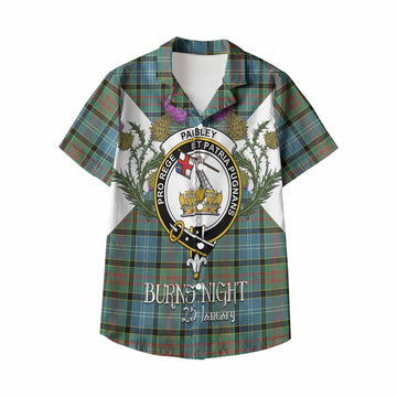 Paisley Tartan Family Crest Kid Hawaiian Shirt Scottish Burns Night Thistle Floral