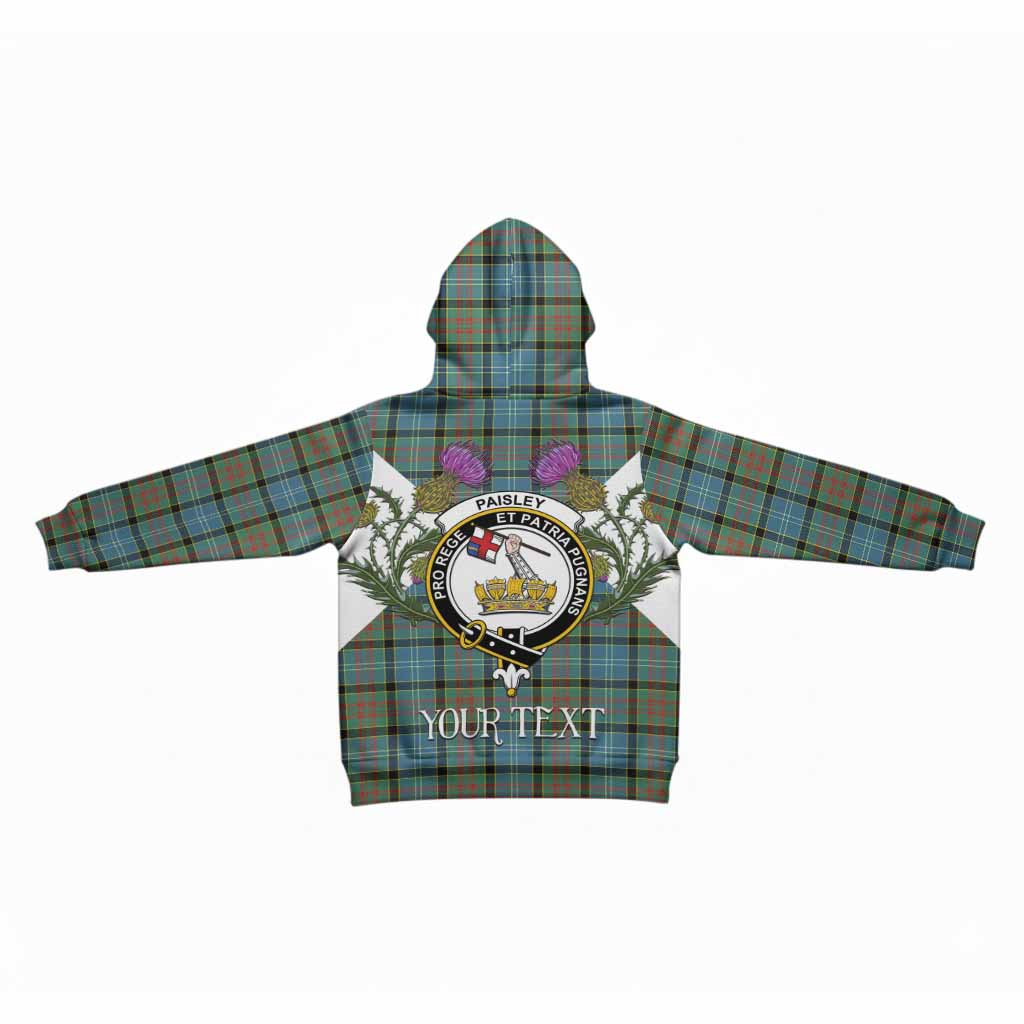 Paisley Tartan Family Crest Kid Hoodie Scottish Burns Night Thistle Floral