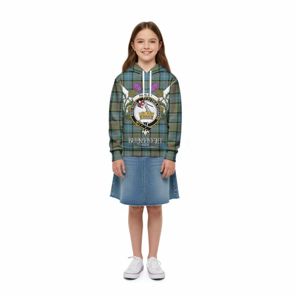 Paisley Tartan Family Crest Kid Hoodie Scottish Burns Night Thistle Floral