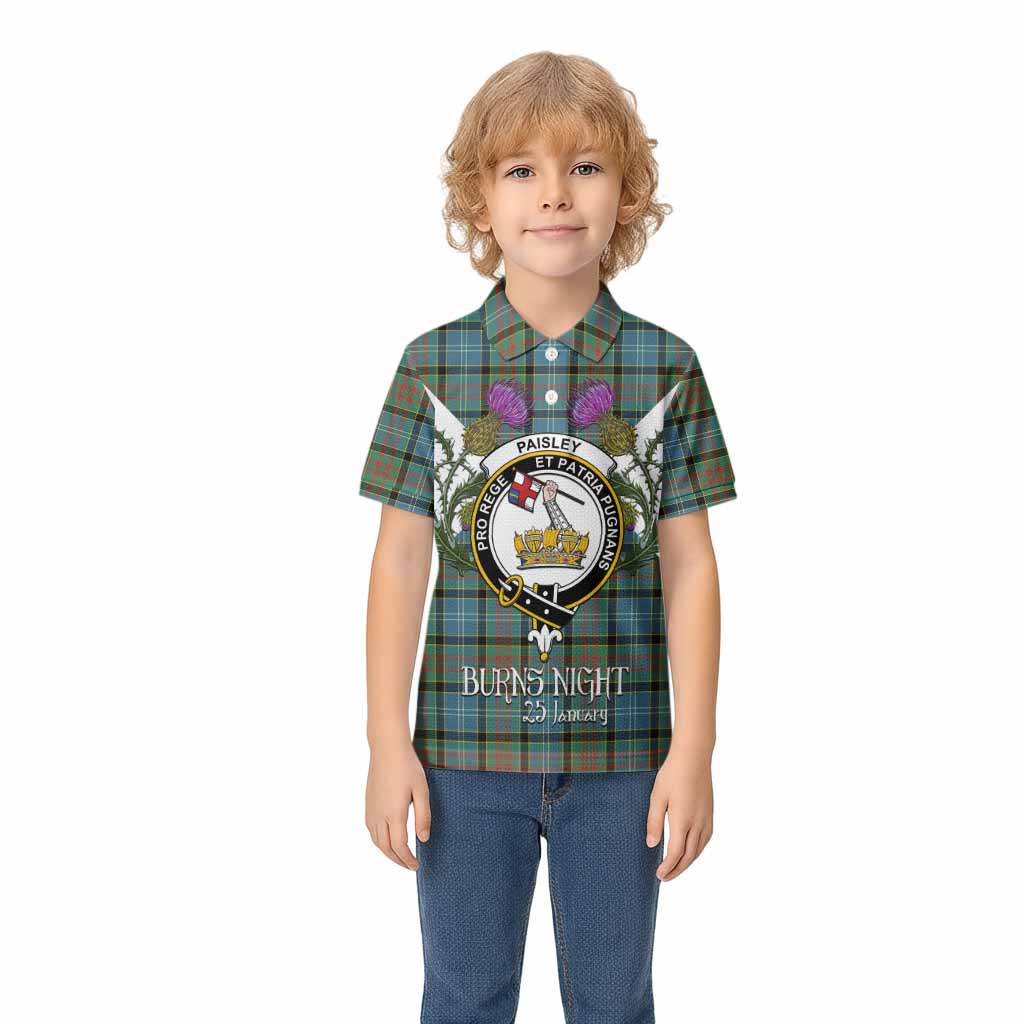 Paisley Tartan Family Crest Kid Polo Shirt Scottish Burns Night Thistle Floral