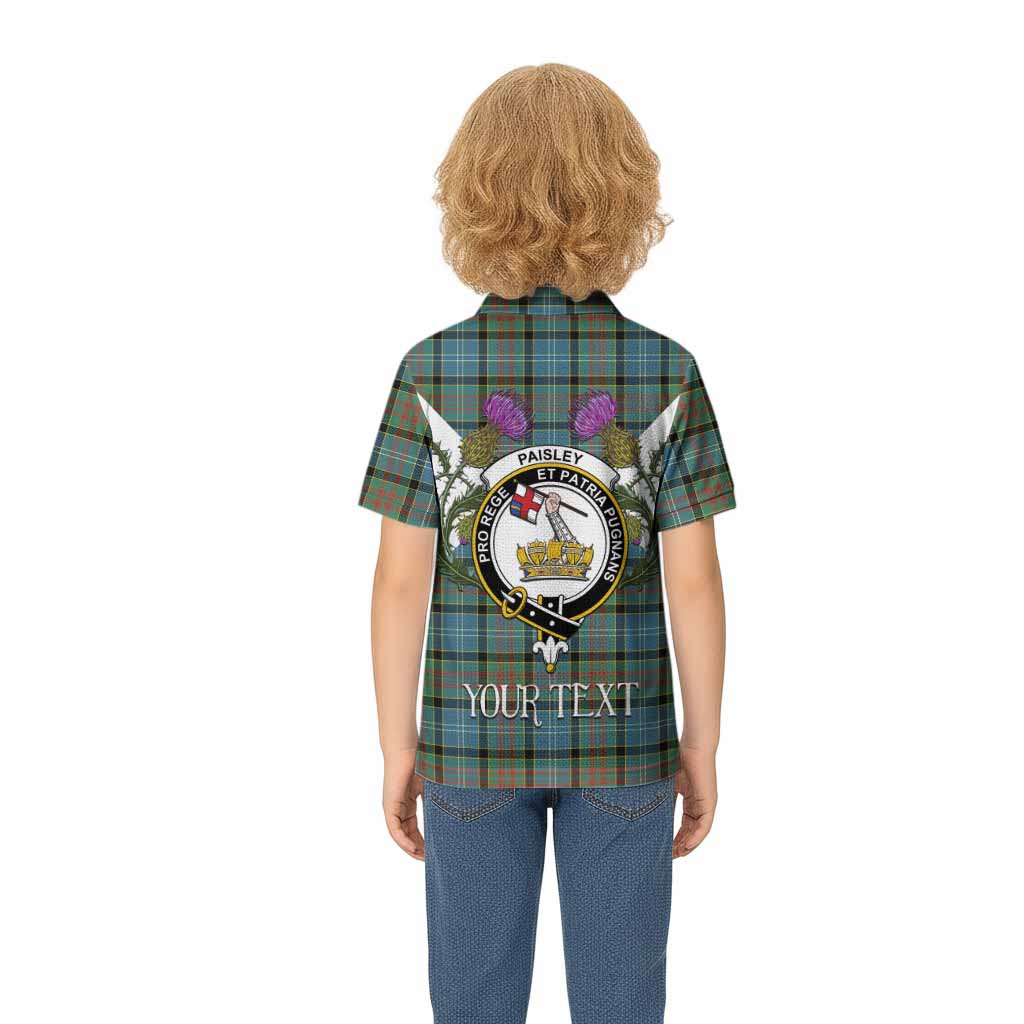 Paisley Tartan Family Crest Kid Polo Shirt Scottish Burns Night Thistle Floral