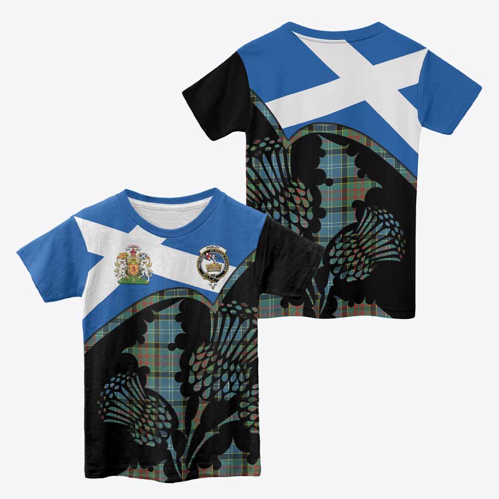 Paisley Tartan Family Crest Kid T-shirt Scotland Thistle Floral Flag Style